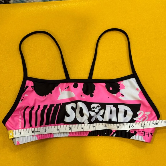 Betty Designs Squad 2023 Swim Top - Pink and Black. Size medium - Picture 2 of 4